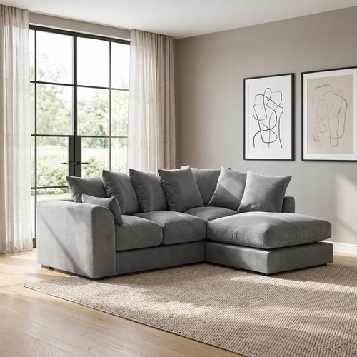 Plush velvet lshape couch - plush,
