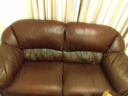 Brown leather seater - brown, 2
