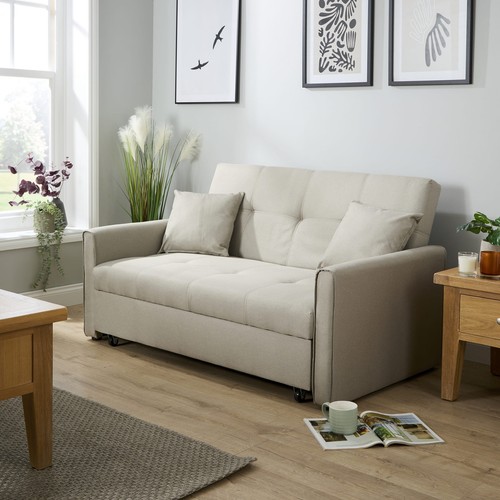 Beige fabric sofa - fabric, bed