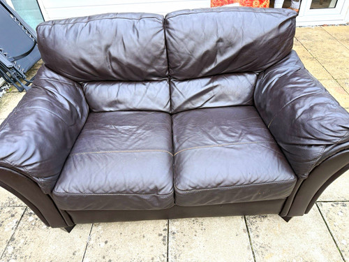 Brown leather seater sofa - leather, 2