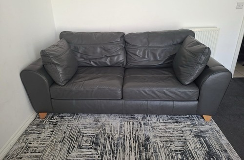 Black leather seater - black, 2
