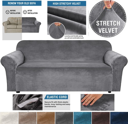 Velvet elastic stretch sofa - elastic,