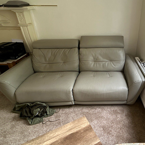 Grey leather seater - 2, sofa
