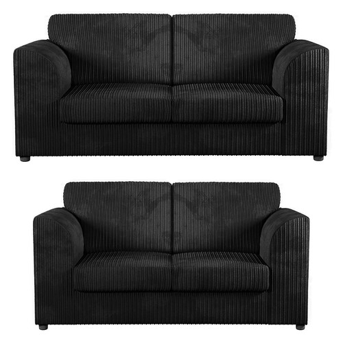 Black jumbo cord sofa suite - cord,