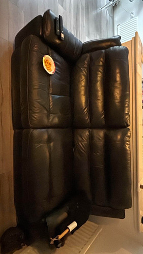 Black leather seater - black,