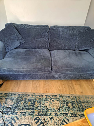 Blue fabric seater - fabric, sofa