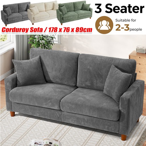 Corduroy sofa seater modern - 3,