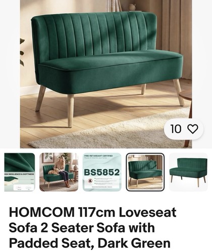 Homcom 117cm loveseat sofa - loveseat, 2
