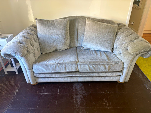 Grey velvet seater sofa - 2,
