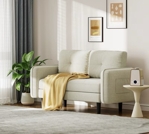 Beige linen upholstered - linen,
