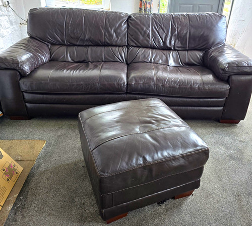 Brown leather seater - 3,